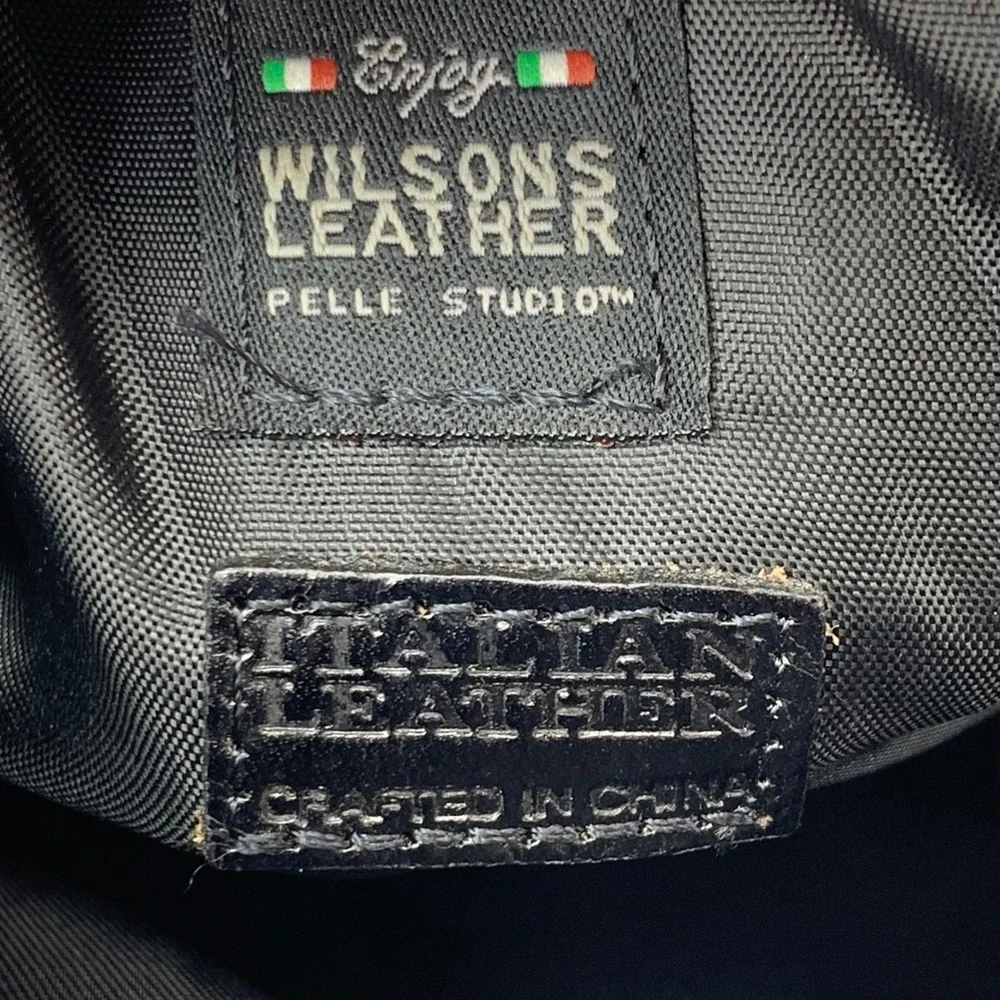 90s Y2K Wilsons Leather Goth Black Italian Leather Convertible Sling Backpack